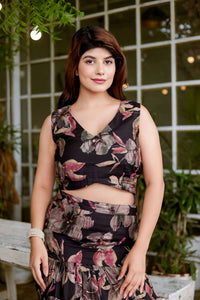 Black Cut Out Crop Top Skirt Co-Ord Set