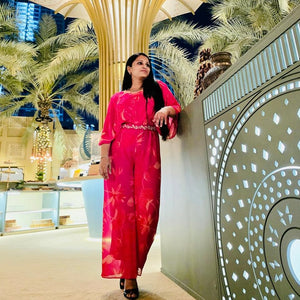 Client Love - Sonia Stuns In A Hot Pink Kaftan Jumpsuit