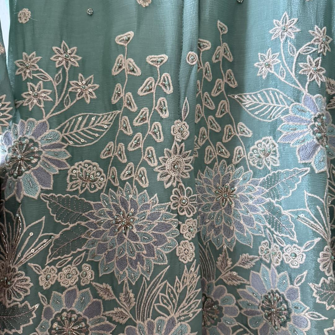 Sage Green Embroidered Shirt Palazzo Ethnic Set