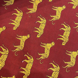 Maroon Yellow Leopard Print Fabric