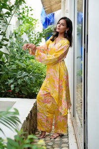 Mustard Printed High Low Co-Ord Set