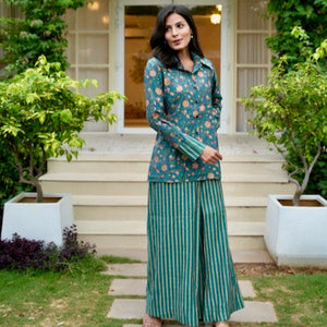 Teal Floral Printed Co-Ord Set