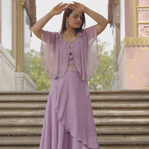 Lavender cape Skirt  Fusion Wear