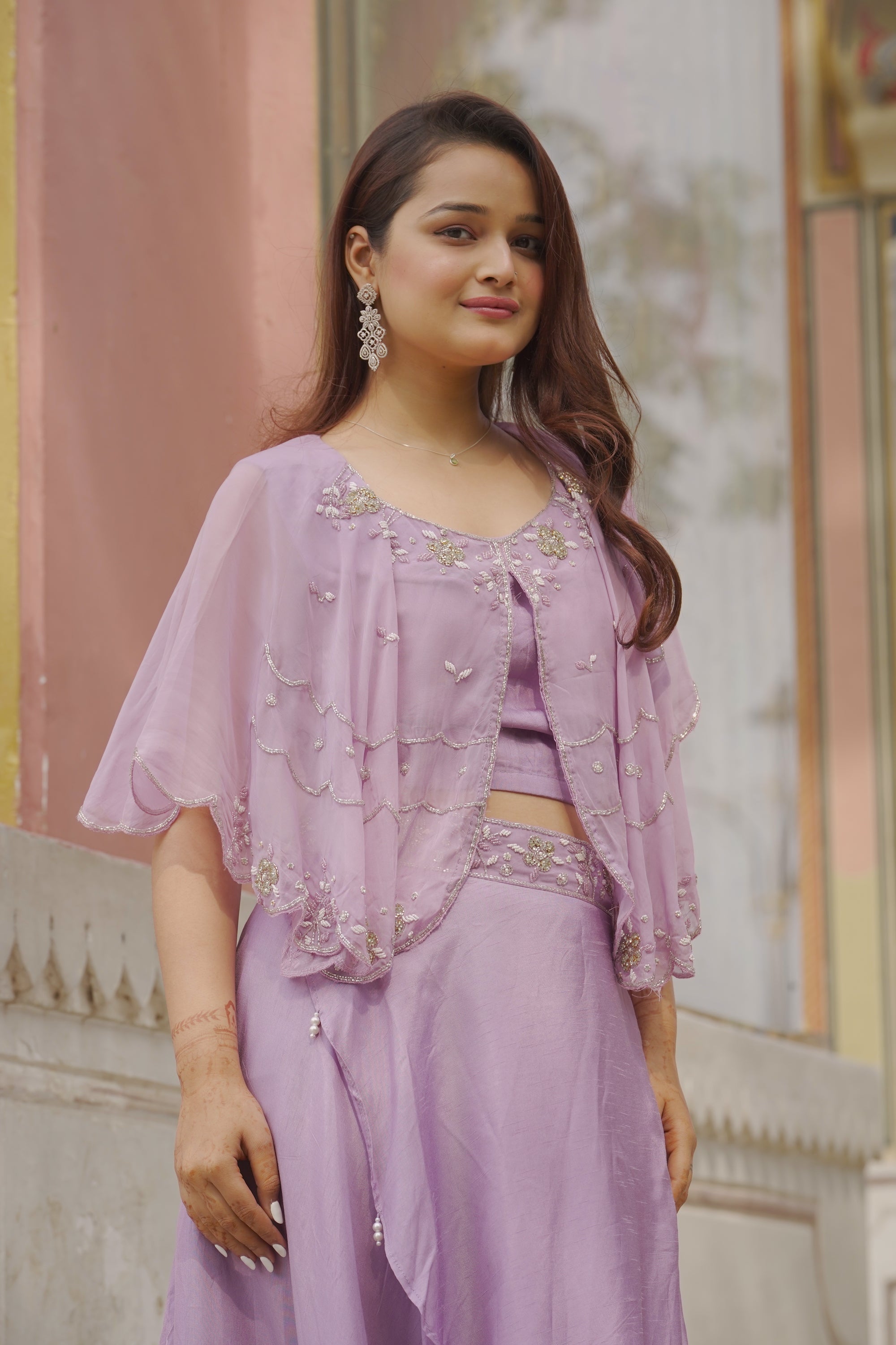 Lavender cape Skirt  Fusion Wear