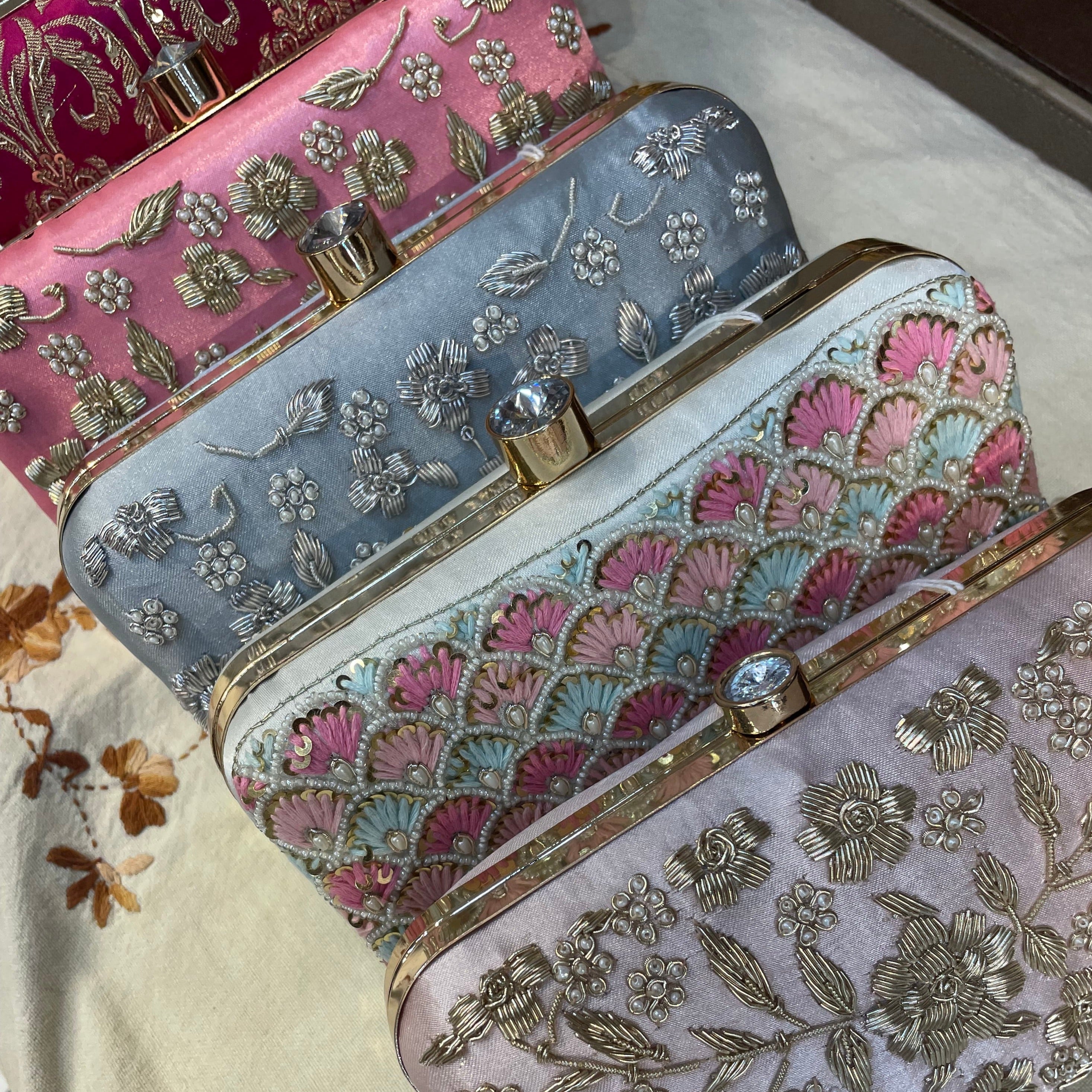 Zardozi Thread and Pearl Clutches (Set of 4)