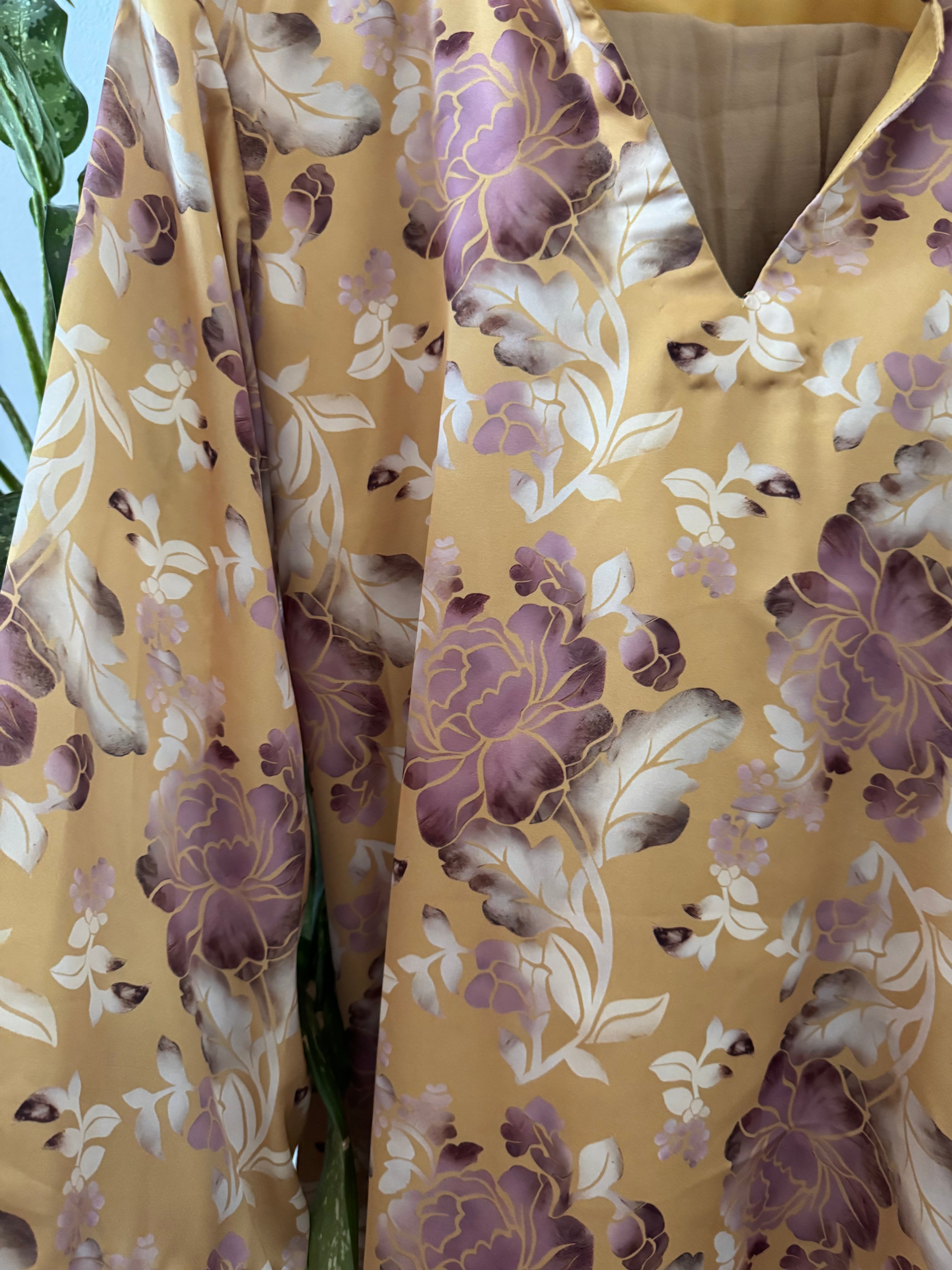 Mustard Printed High Low Kurta Coord Set