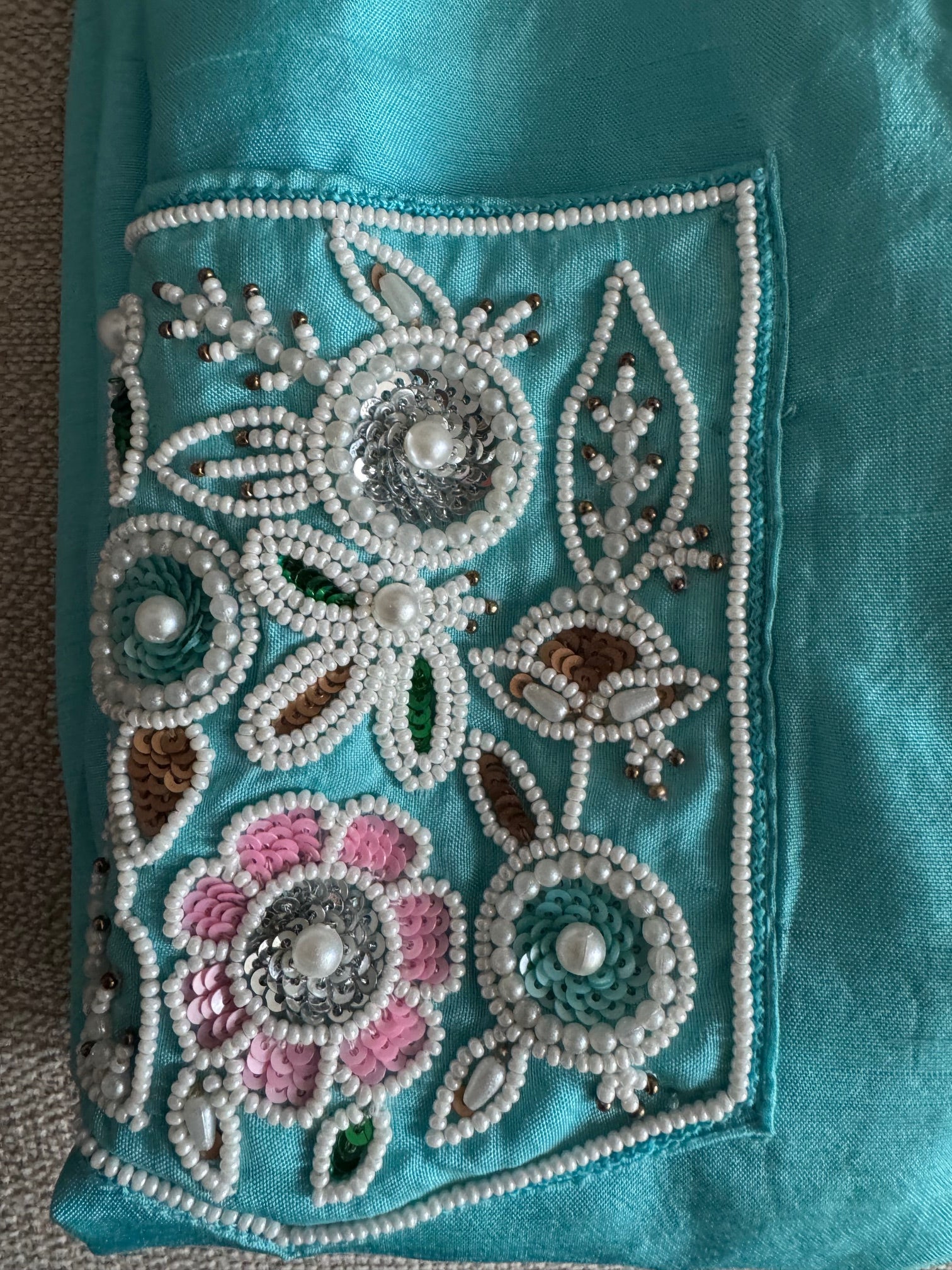 Firozi Blue Embroidered Kurta Embroidered Pant Ethnic Set