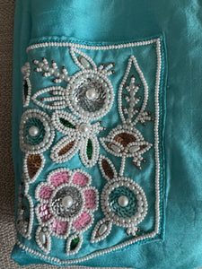 Firozi Blue Embroidered Kurta Embroidered Pant Ethnic Set