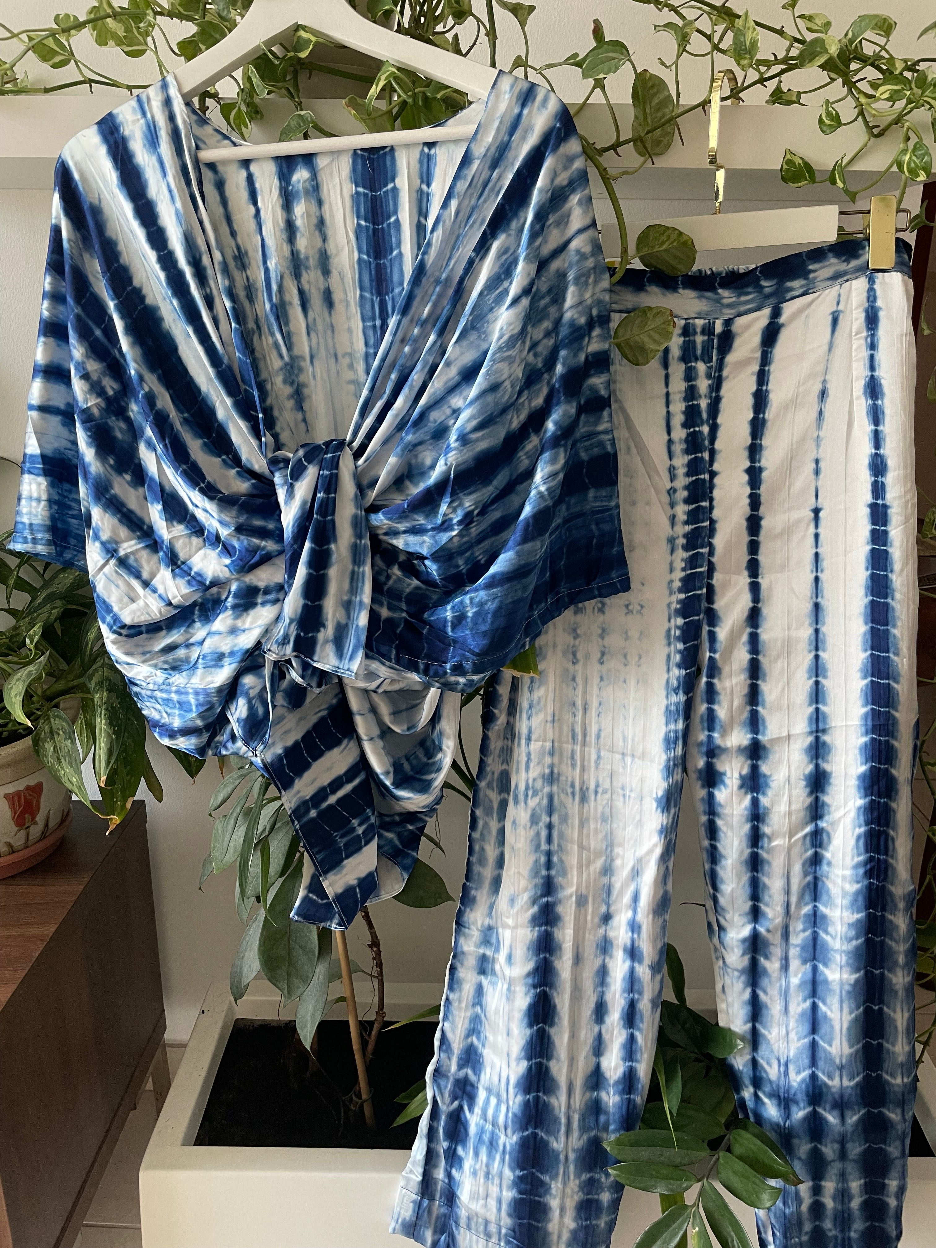 Blue White Tye Dye Co-ord Set