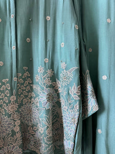 Sage Green Embroidered Shirt Pant Ethnic Set