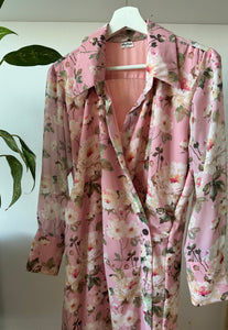 Soft Pink Floral Georgette Drape Dress