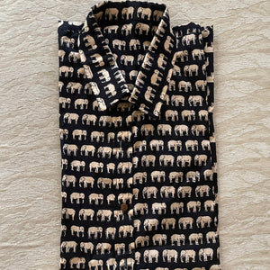 Black Beige Elephant Print Men's Shirt
