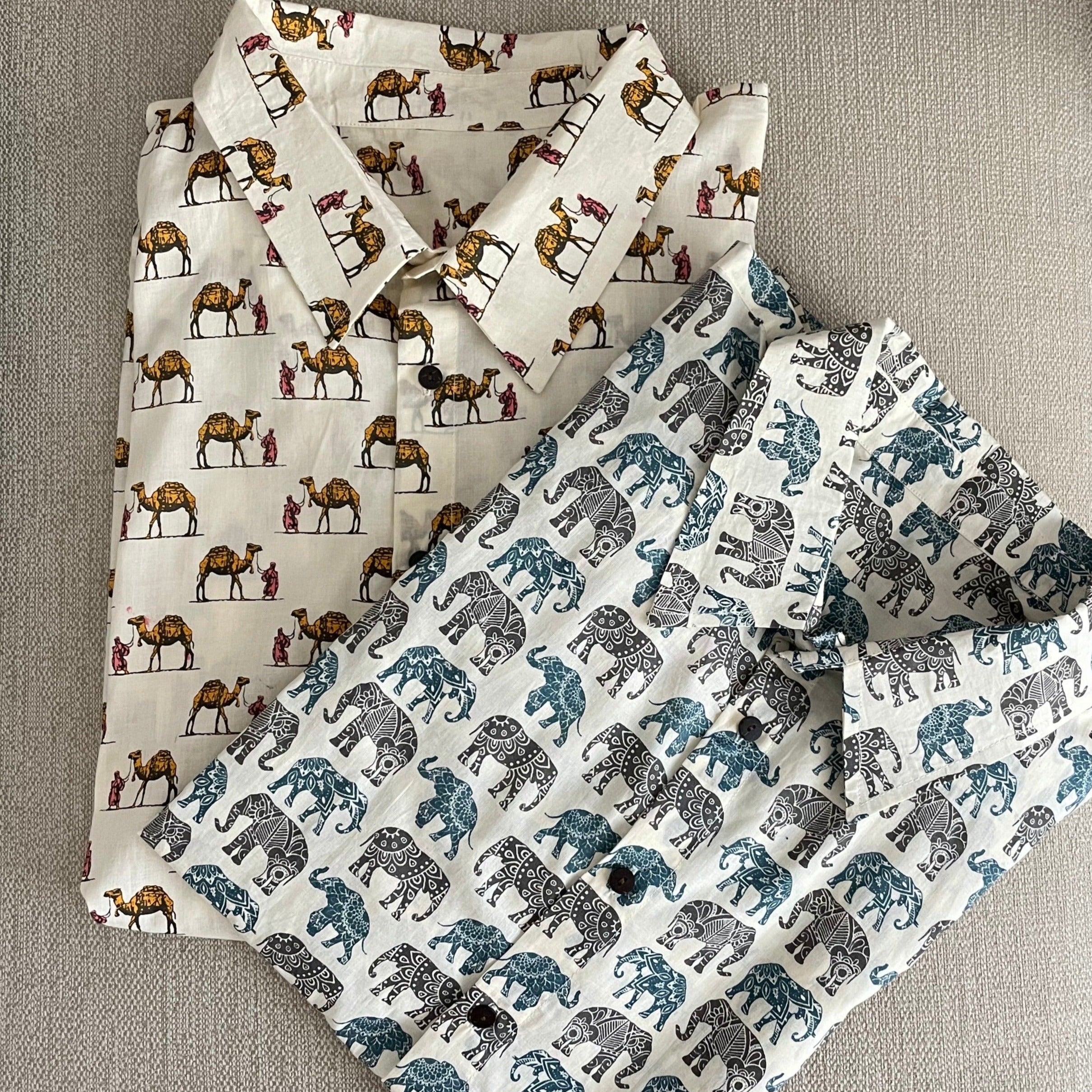 Printed Cotton Men's Shirts (set of 2)