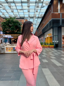 Peach Pink Drape Blazer Pant Set