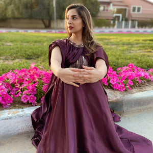 Wine Gold Sequin Cape Fusion Wear