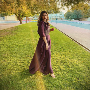 Wine Gold Sequin Cape Fusion Wear
