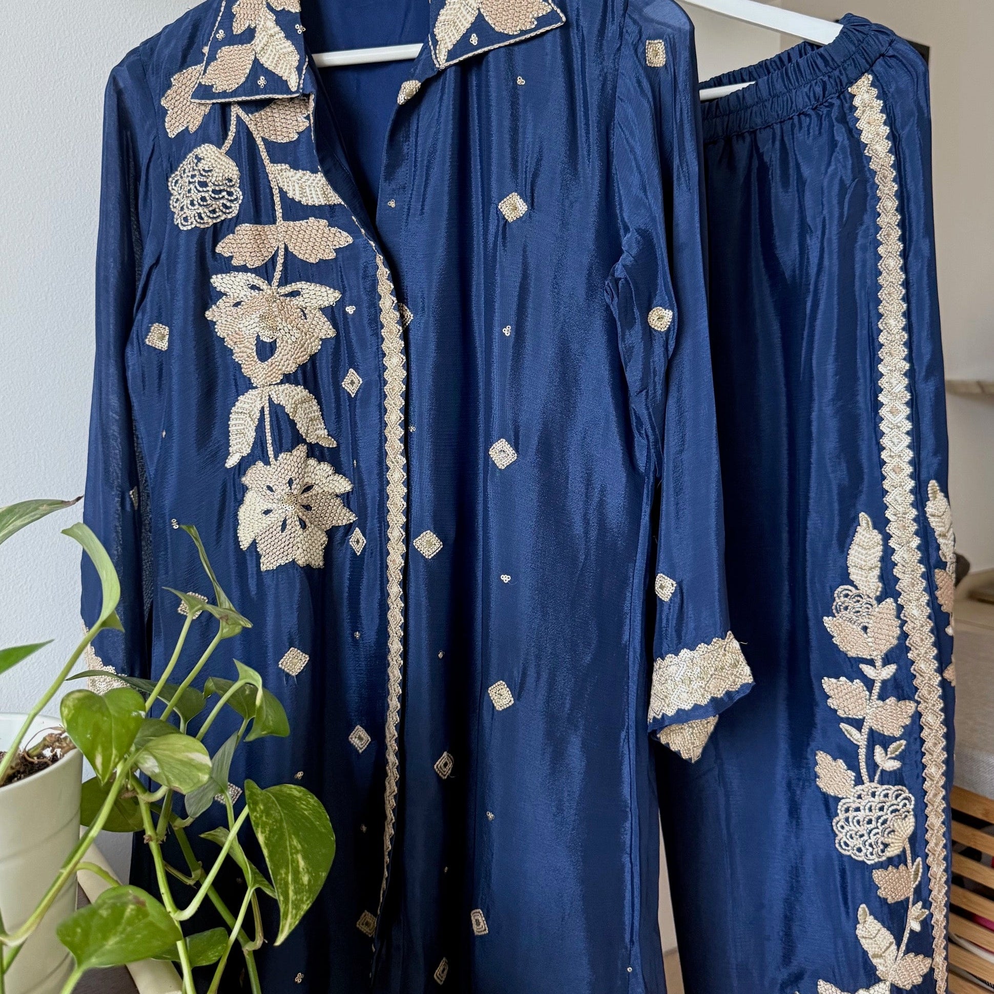 Midnight Blue Embroidered Ethnic Coord Set
