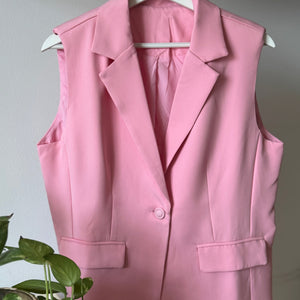 Pink Sleeveless Blazer