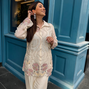 Off White Embroidered Ethnic Set