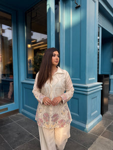Off White Embroidered Ethnic Set