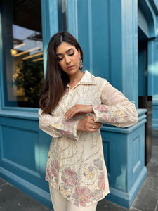 Off White Embroidered Ethnic Set