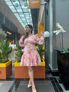 Pink Floral Linen Summer Dress