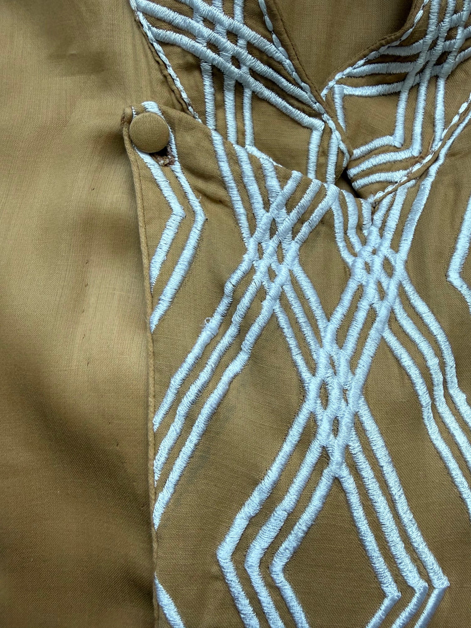 Gold White Work Men's Kurta