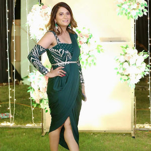 Client Love- Lehar Flaunts a Green Pre Drape Sari