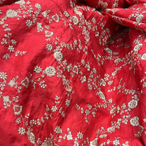 Red Opada Silk Fabric