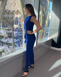 Royal Blue One Side Frill Jumpsuit