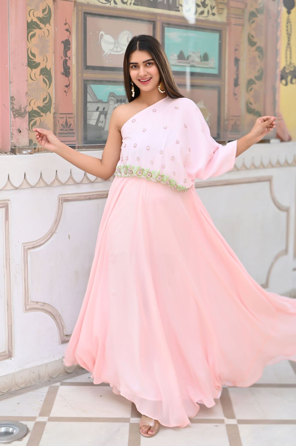 Light Pink Cape Fusion Gown shopviolla Light Pink Cape Fusion Gown shopviolla