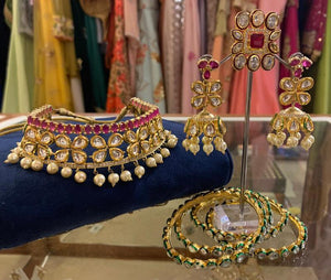 Ruby Kundan Necklace Set