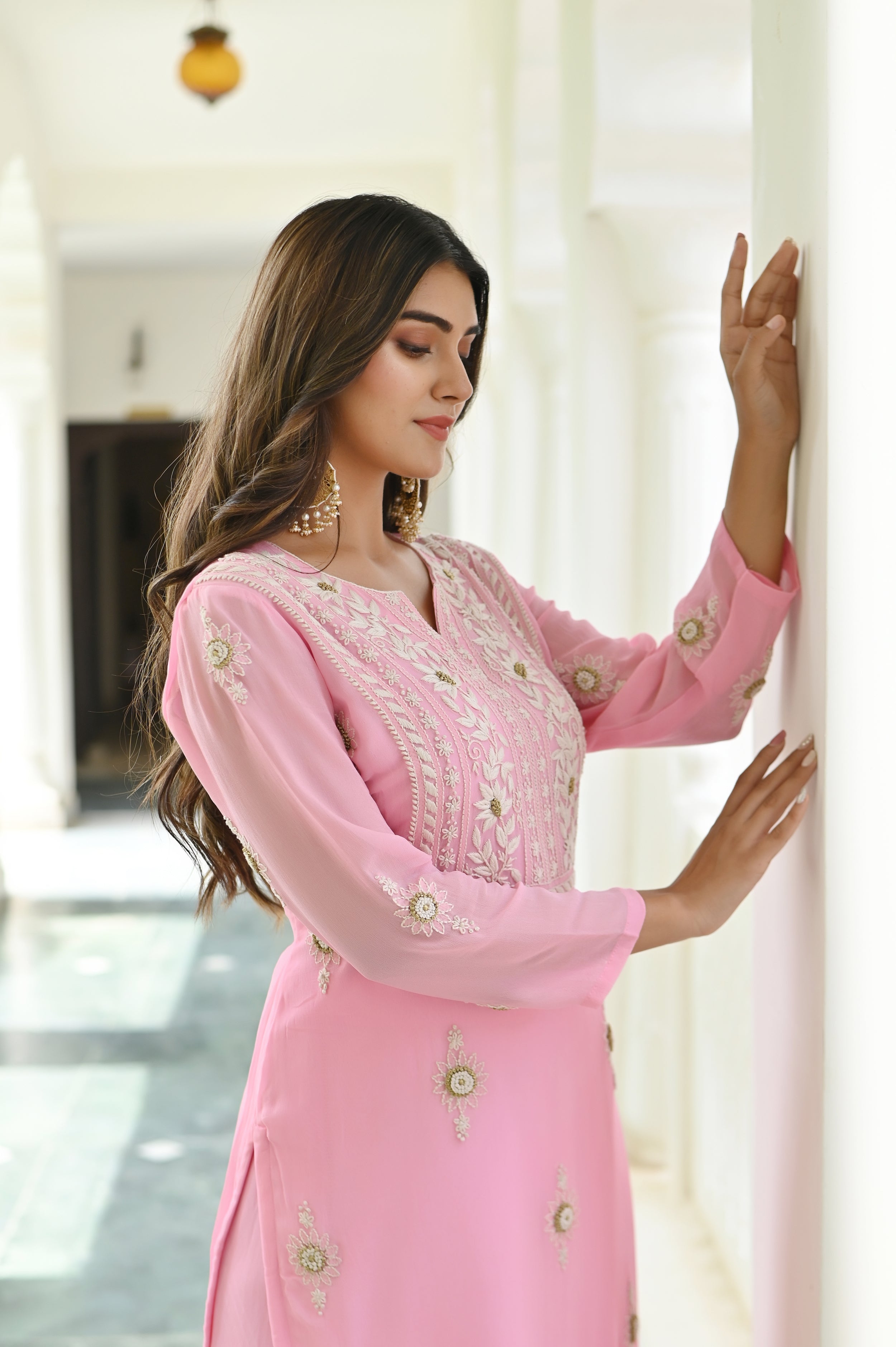 Blush Pink Kurta Palazzo Ethnic Set