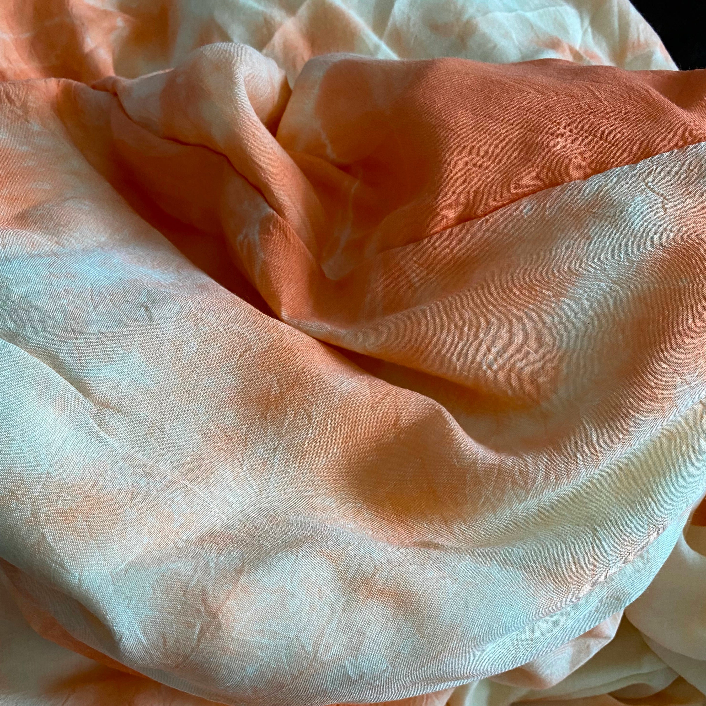 Peach White Tye Dye Fabric