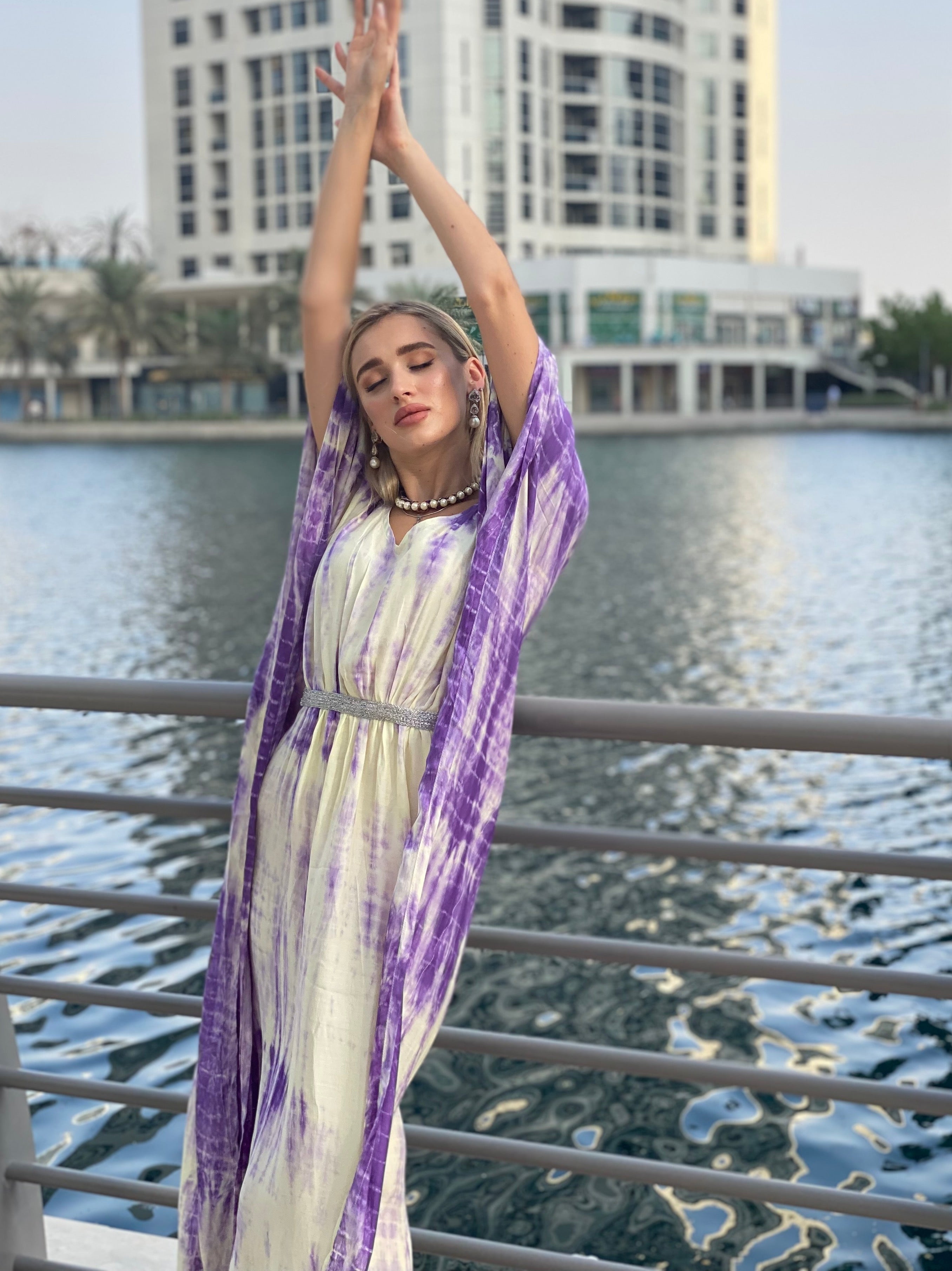 White Lavender Tye Dye Dress