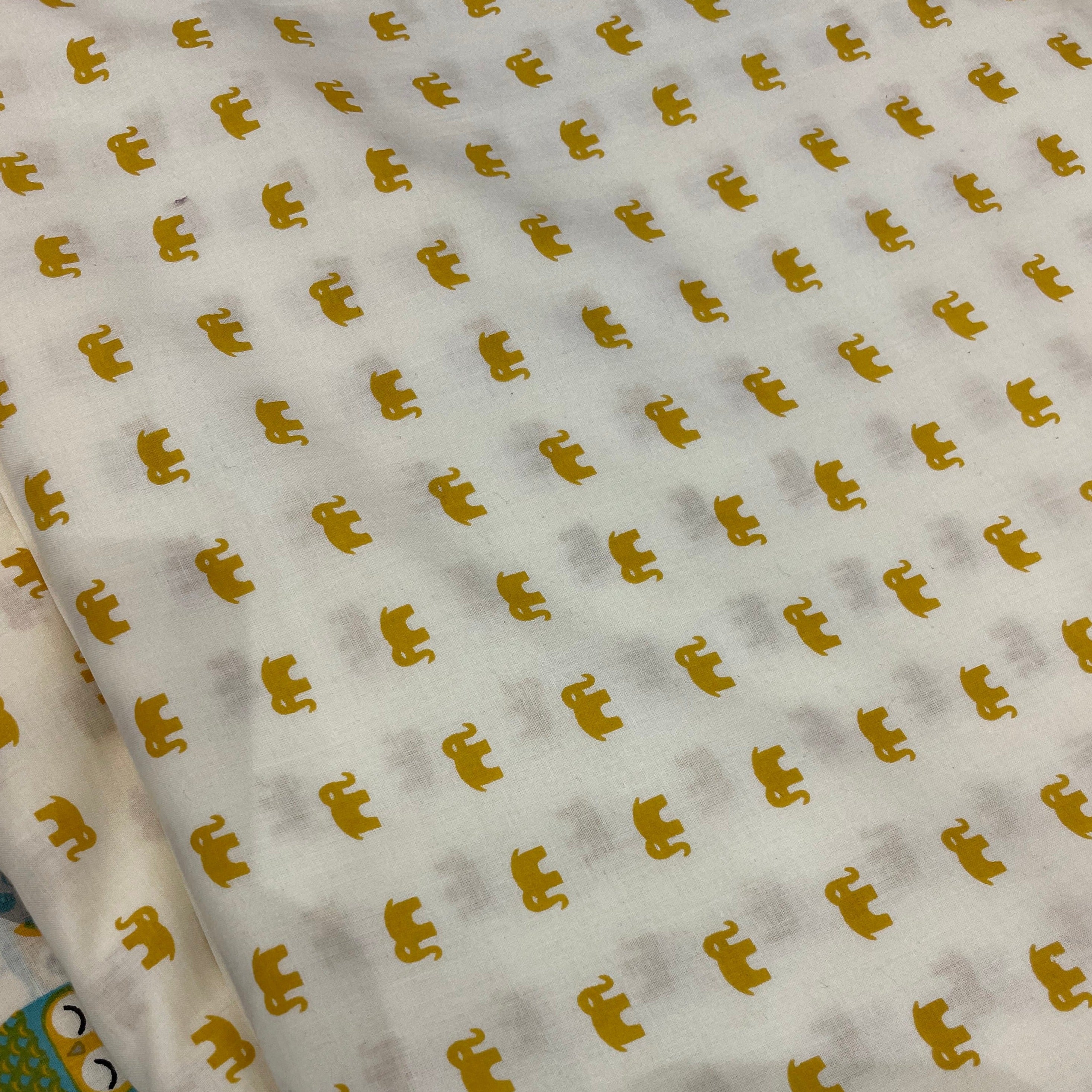 Mustard Elephant Fabric