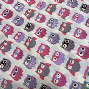Pink Grey Owl Fabric.