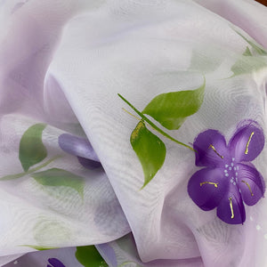 Lavender Floral Print Organza Fabric