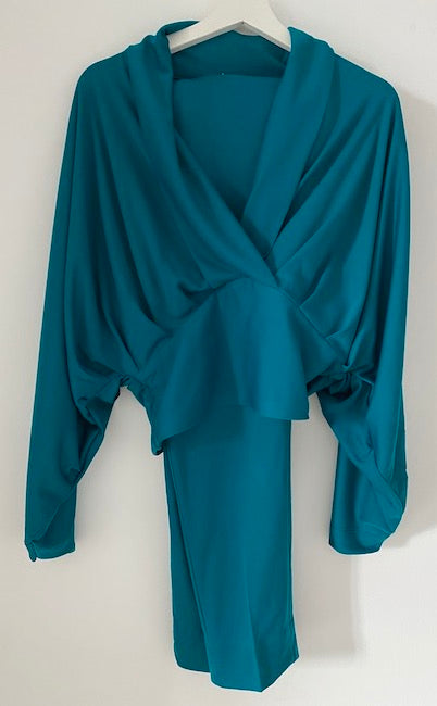Teal Drape Top Set