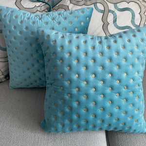 Teal Gold Dots Cushion Cover Set