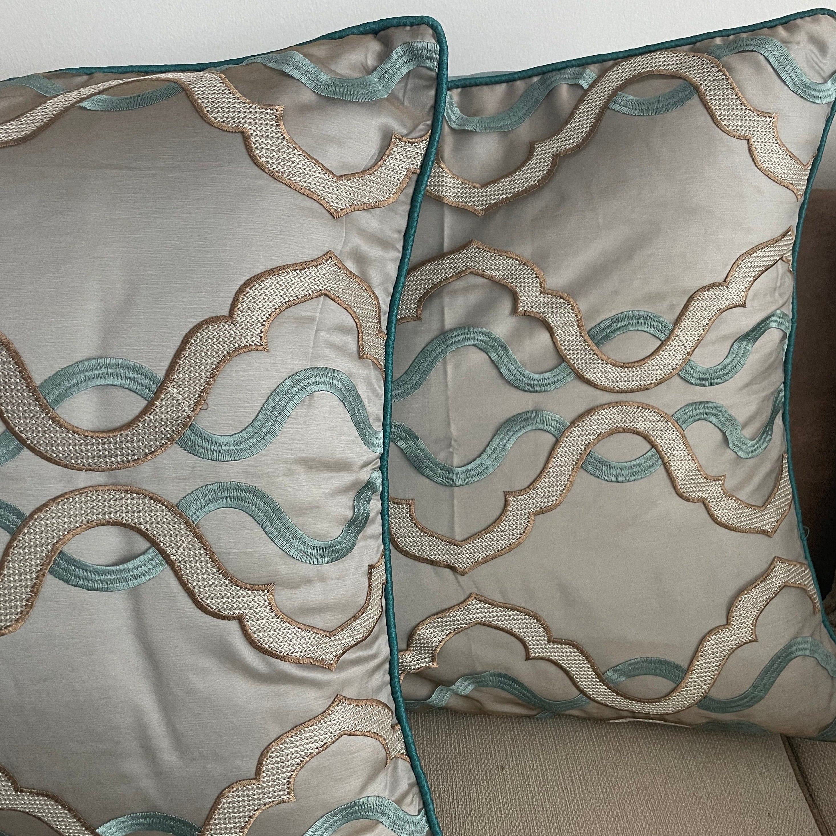 Grey and Teal Cushion Cover - Set of 4