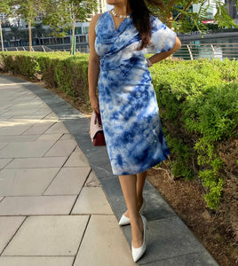 Blue Tye Dye Cape Dress