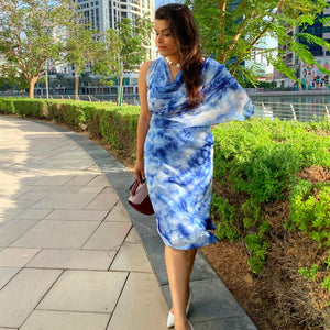 Blue Tye Dye Cape Dress