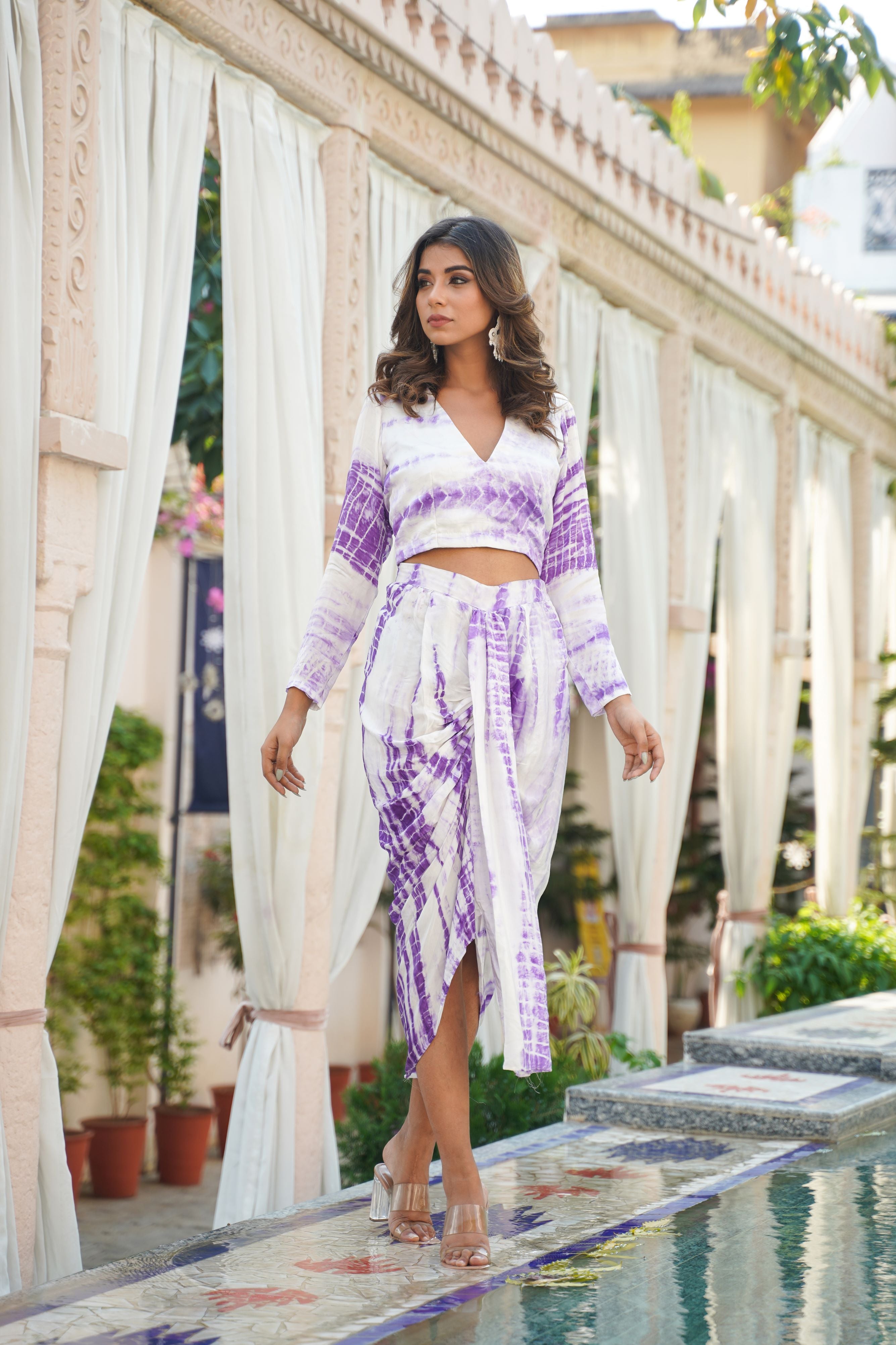 Purple White Tye Dye Co-Ord Set