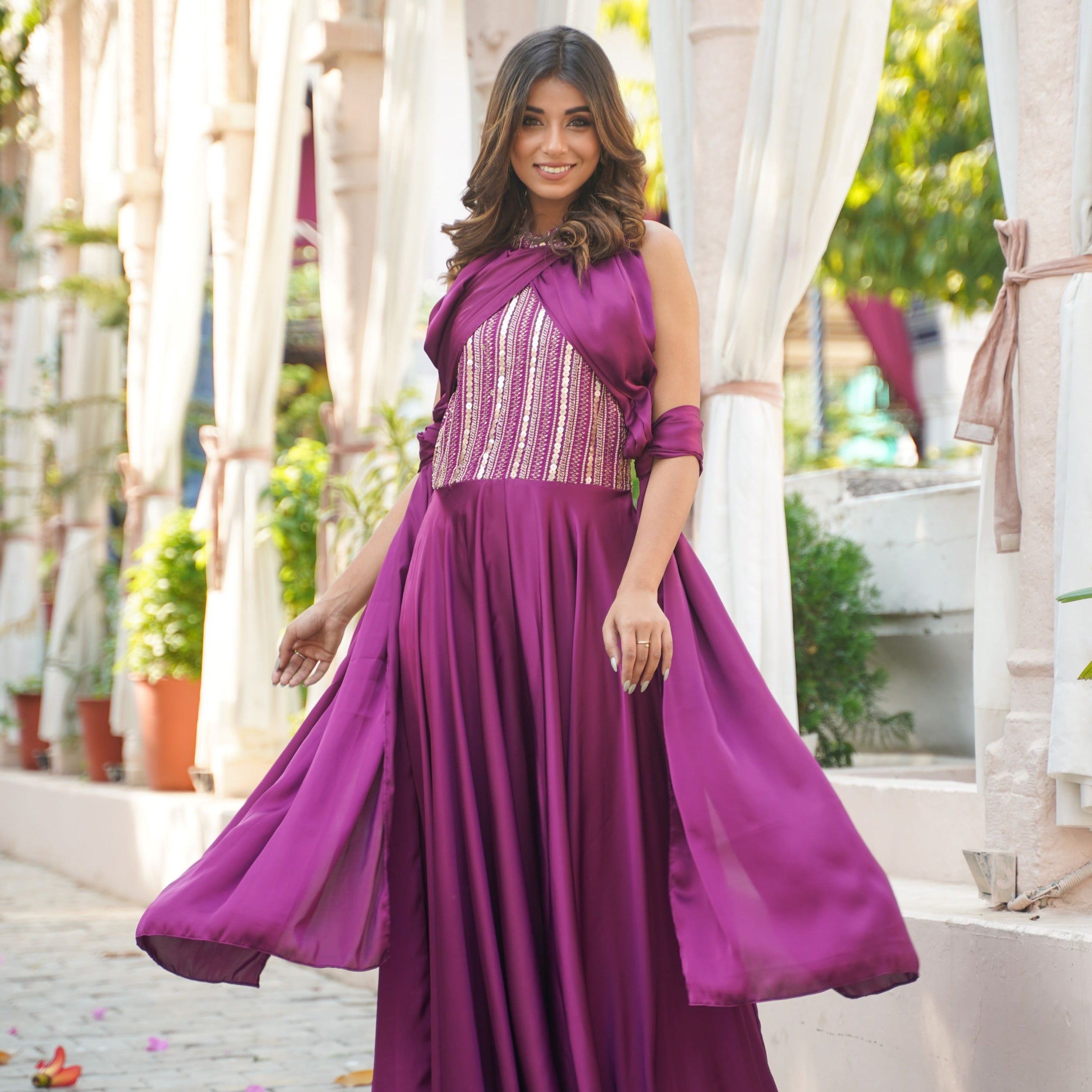 Wine Gold Cape gown