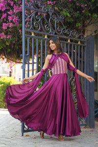 Wine Gold Cape gown