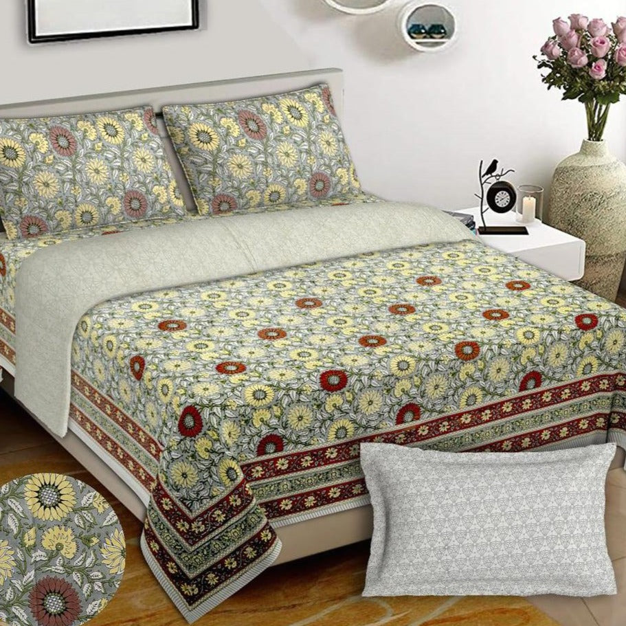 Red Yellow Floral Bed Set