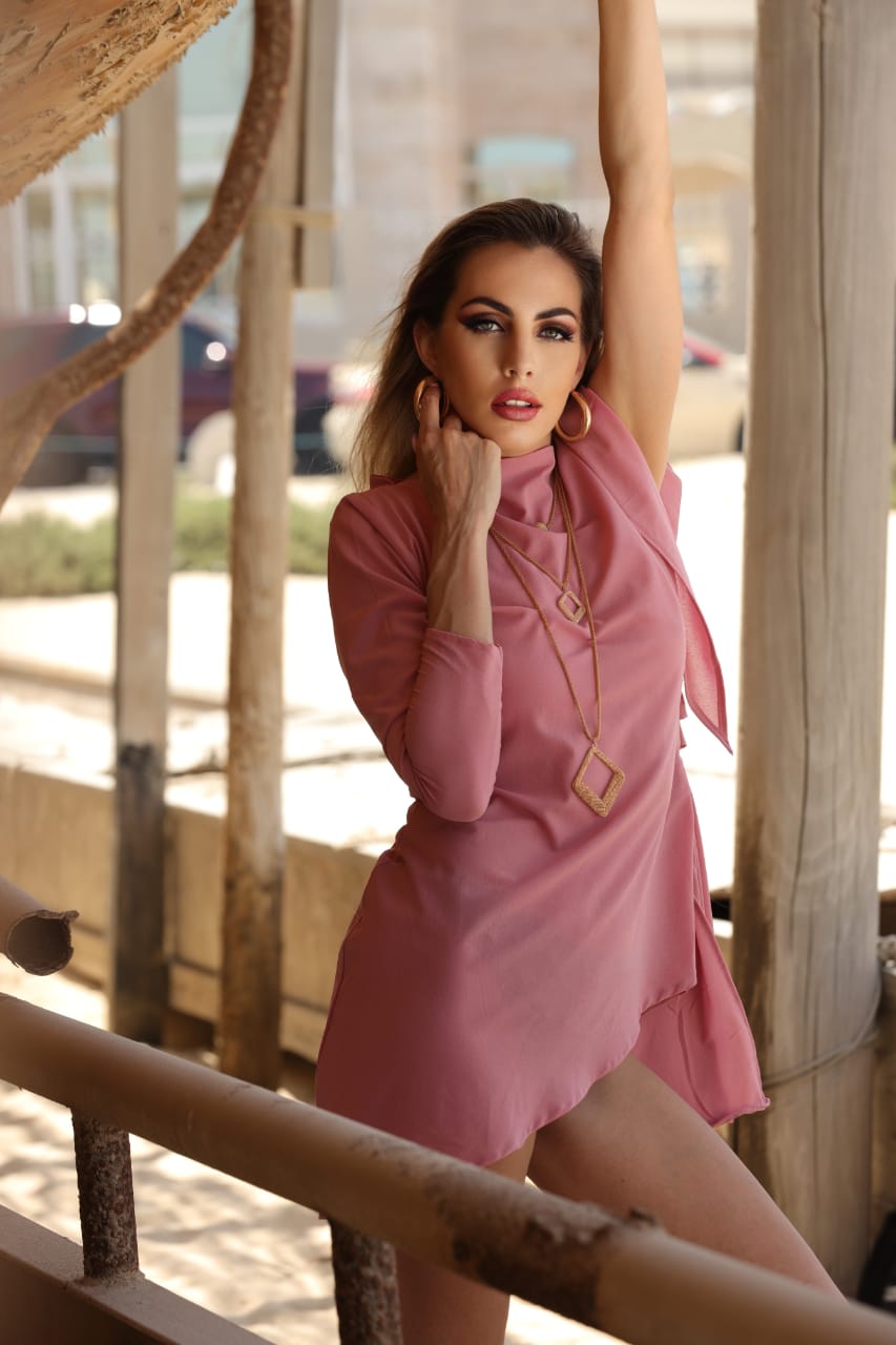 Dust Pink Pleated Drape Top