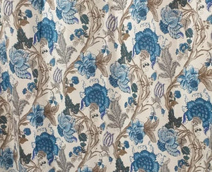 White Blue Floral Curtain
