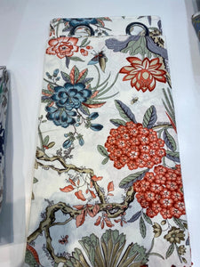 White Red & Blue Floral Curtain